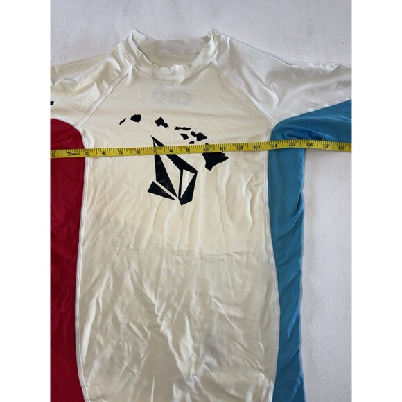 Volcom Hawaii Mod Short Sleeve Shirt Thrashguard White Blue Red Size Medium - Picture 4 of 8
